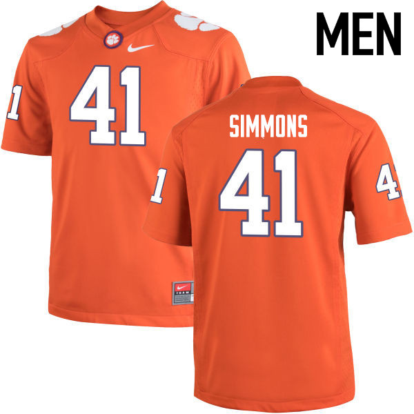 Men Clemson Tigers #41 Anthony Simmons College Football Jerseys-Orange - Click Image to Close